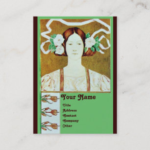 FLORA/LADY MIT WEISSEN ROSEN MONOGRAM VISITENKARTE