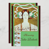 FLORA / LADY WITH WHITE ROSES BRAUTPARTY PARTY EINLADUNG (Vorne/Hinten)