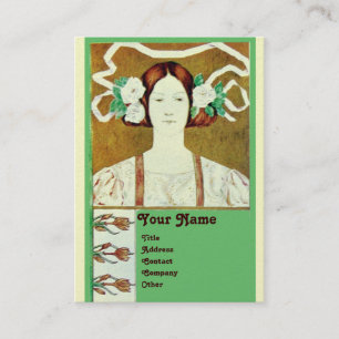 FLORA/LADY with WHITE ROSES MONOGRAM Pearl Visitenkarte