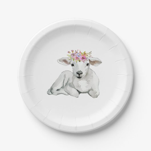 Flora Lamb Babydusche Pappteller (Vorderseite)