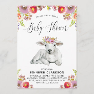 Flora Lamb Babyparty Einladung