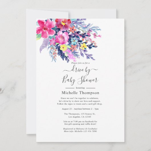 Flora-Laufwerk Wasserfarben mit Brautwasser- oder Einladung (Vorderseite)