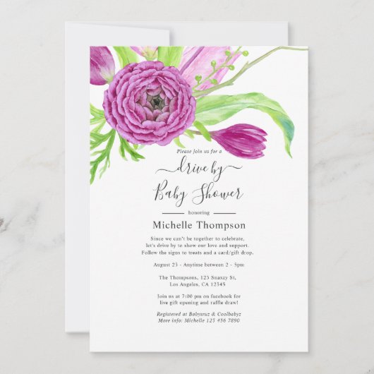 Flora-Laufwerk Wasserfarben mit Brautwasser- oder Einladung (Vorderseite)