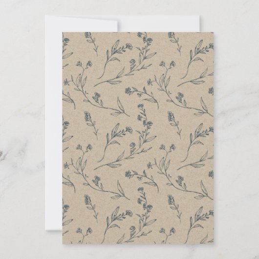 Flora Laurel Wreath Dusky Blue Gray Taufe Dankeskarte (Rückseite)