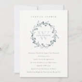 Flora Laurel Wreath Monogram Couples Showeinladung Dankeskarte (Vorderseite)