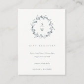 Flora Laurel Wreath Monogram Wedding Gift Registry Begleitkarte (Vorderseite)