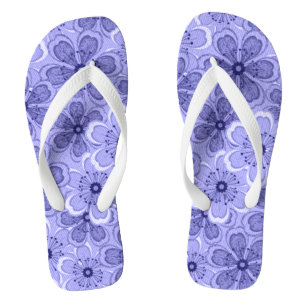 Flora Line Art White N Lila Badesandalen