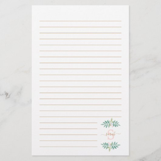 Flora-Monogramm Briefpapier (Vorderseite)