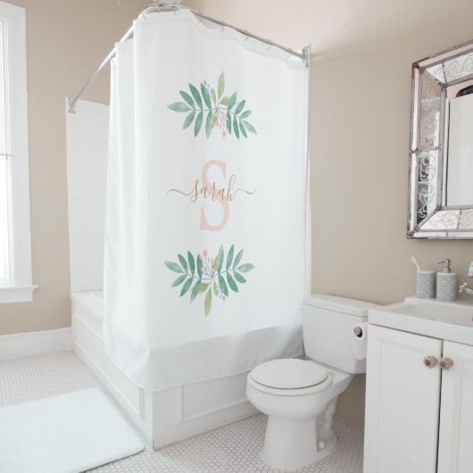 Flora-Monogramm Duschvorhang (Beispiel)