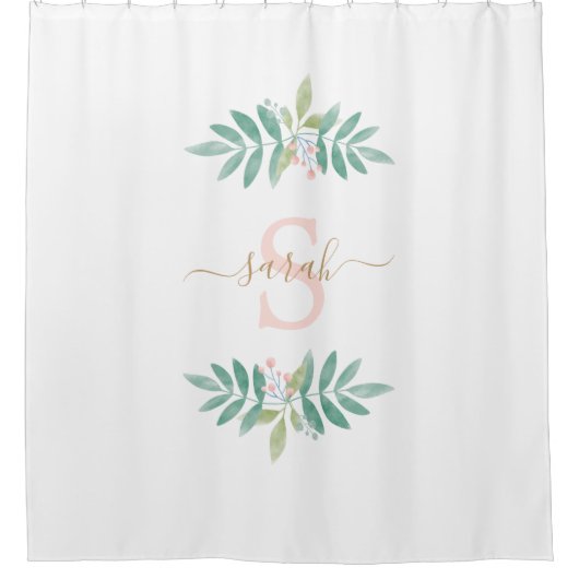 Flora-Monogramm Duschvorhang (Vorderseite)