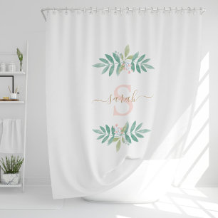 Flora-Monogramm Duschvorhang