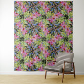 Flora-Muster Gelb-Grün-Rosa Wandteppich (Beispiel)