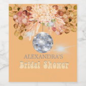 Flora Orange Disco Ball Brautparty Weinkultur und  Weinetikett (Einzelnes Label)