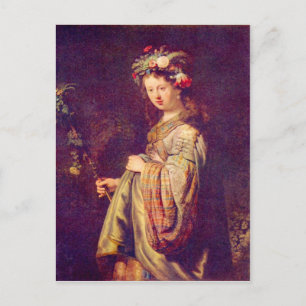 Flora (Porträt von Saskia als Flora) von Rembrandt Postkarte