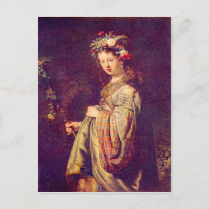 Flora (Porträt von Saskia als Flora) von Rembrandt Postkarte