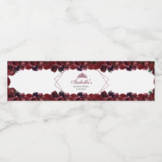 Flora-Quinceanera-Wasserflasche Wasserflaschenetikett (Einzelnes Label)