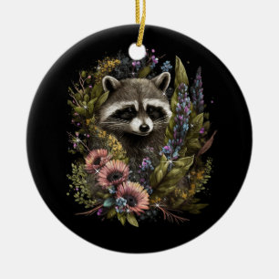 Flora Raccoon Spring Nature Raccoon Liebhaber Cott Keramik Ornament