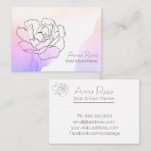 *~* Flora Rose Lavendel & Pink Pasta Wasserfarbe Visitenkarte (Vorne/Hinten)
