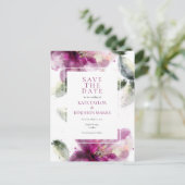 Flora-Save the Date-Karte für Aquarellpinke Ankündigungspostkarte (Stehend Vorderseite)