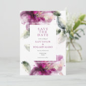 Flora-Save the Date-Karte für Aquarellpinke Save The Date (Stehend Vorderseite)