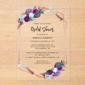 Flora-Schrift Wasserfarben Elegantes Brautparty Acryleinladungen (Vorderseite)