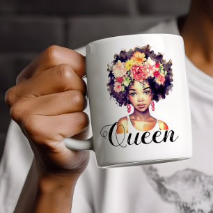 Flora-schwarze Afro-Frau mit Monogramm Kaffeetasse
