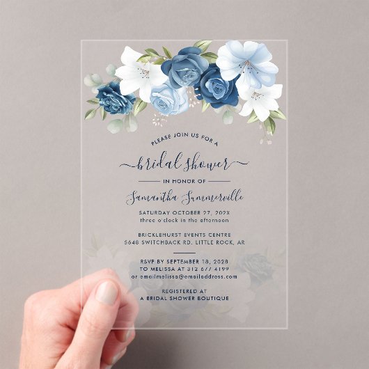 Flora-Script-Brautparty Acryleinladungen (Insitu (Handheld))