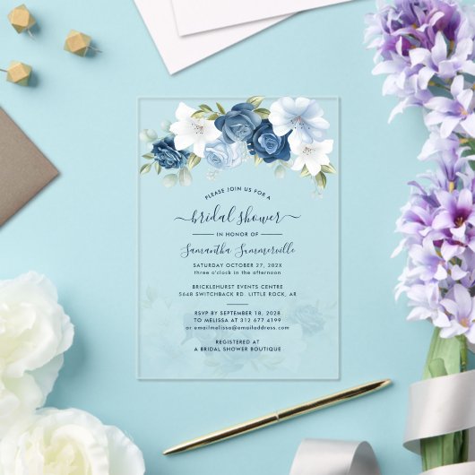 Flora-Script-Brautparty Acryleinladungen (In Situ (Hochzeit))