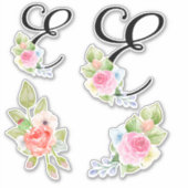 Flora-Script-Monogram Letter E Aufkleber (Vorderseite)