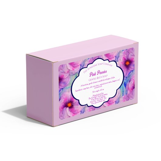 Flora-Seifenverpackung Rosa Peonies - Etikett