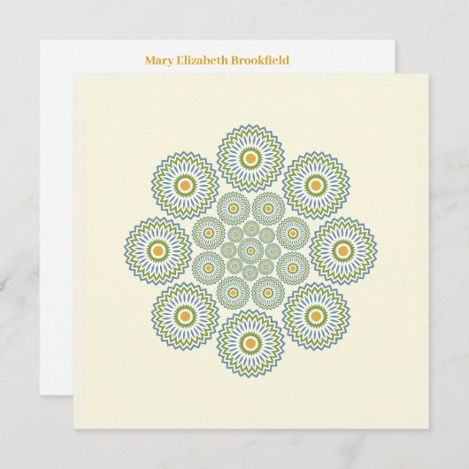 Flora Solara Note Card: Olive and Orange Mitteilungskarte (Vorne/Hinten)