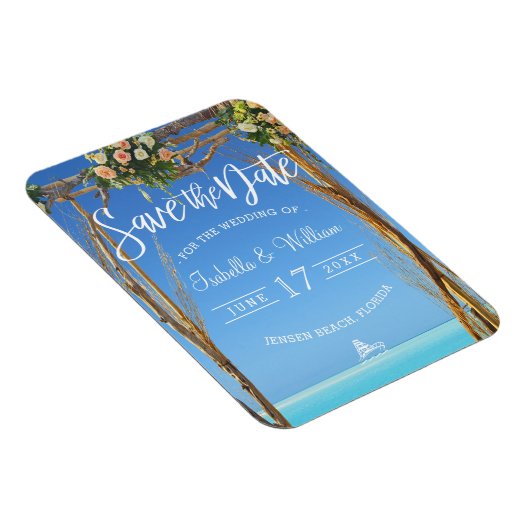 Flora Summer Beach Wedding Gate Save the Date Magnet (Rechte Seite)