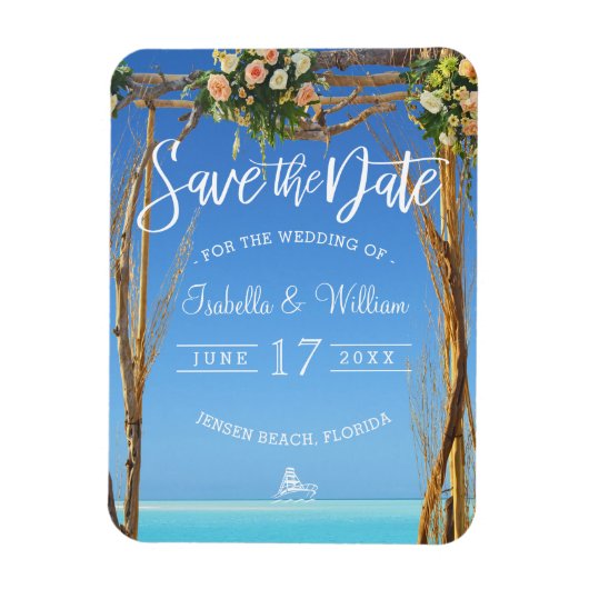Flora Summer Beach Wedding Gate Save the Date Magnet (Vertikal)