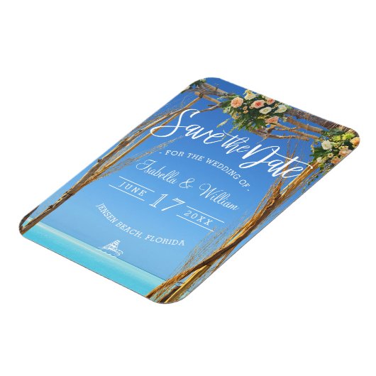 Flora Summer Beach Wedding Gate Save the Date Magnet (Linke Seite)