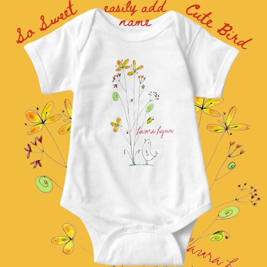 Flora-Süßvogel mit Namen Baby Strampler