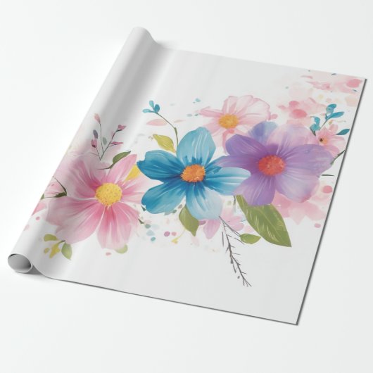Flora-Symphonie Watercolor Geschenkpapier (Ungerollt)