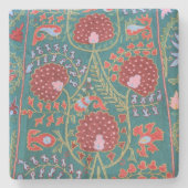 Flora Tapistry Textur aus Israel Square Untersetze Steinuntersetzer (Vorderseite)