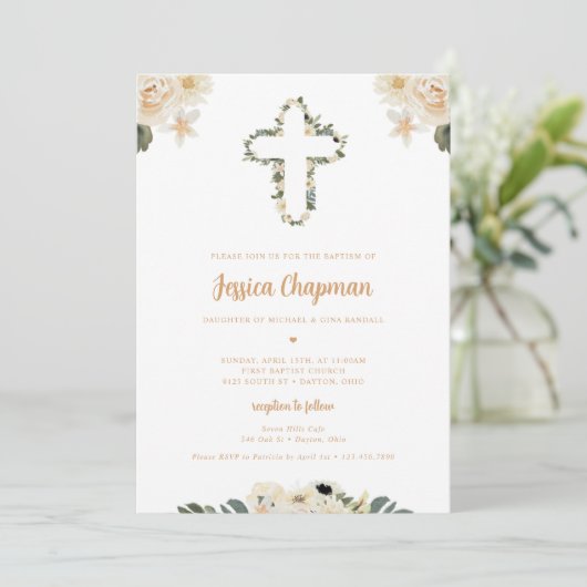 Flora-Taufe Einladung (Stehend Vorderseite)