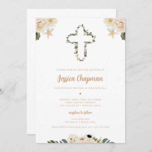 Flora-Taufe Einladung (Vorne/Hinten)