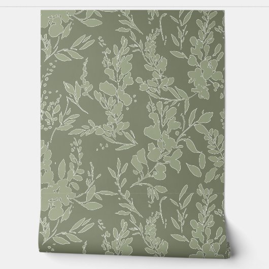 Flora textured wallpaper in olive green tapete (Abrollen)