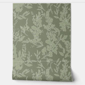 Flora textured wallpaper in olive green tapete (Abrollen)