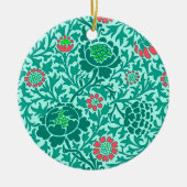 Flora, Türkis, Aqua und Coral Keramik Ornament (Vorne)