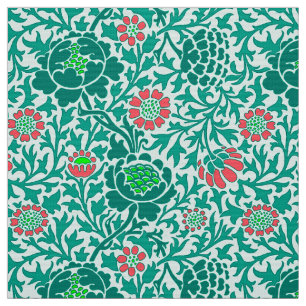 Flora, Türkis, Aqua und Coral Stoff