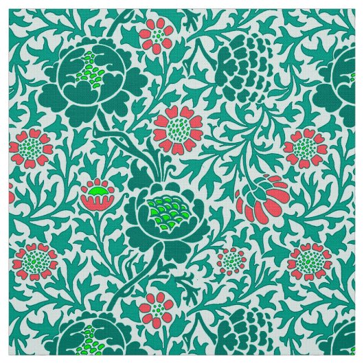 Flora, Türkis, Aqua und Coral Stoff (Muster)
