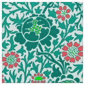Flora, Türkis, Aqua und Coral Stoff (Nahaufnahme)
