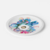 Flora und abstrakte Aquarell Pappteller (Schrägansicht)