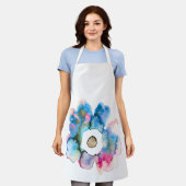 Flora und abstrakte Aquarell Schürze (Getragen)
