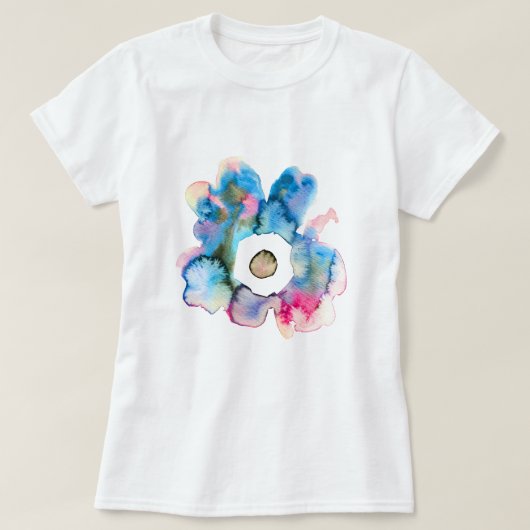 Flora und abstrakte Aquarell T-Shirt (Design vorne)