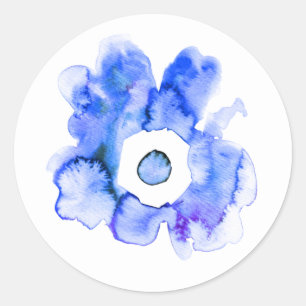 Flora und abstrakte Aquarellkunst Runder Aufkleber