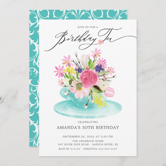 Flora und Fauna Bouquet Wilhelm Tell Einladung (Vorne/Hinten)